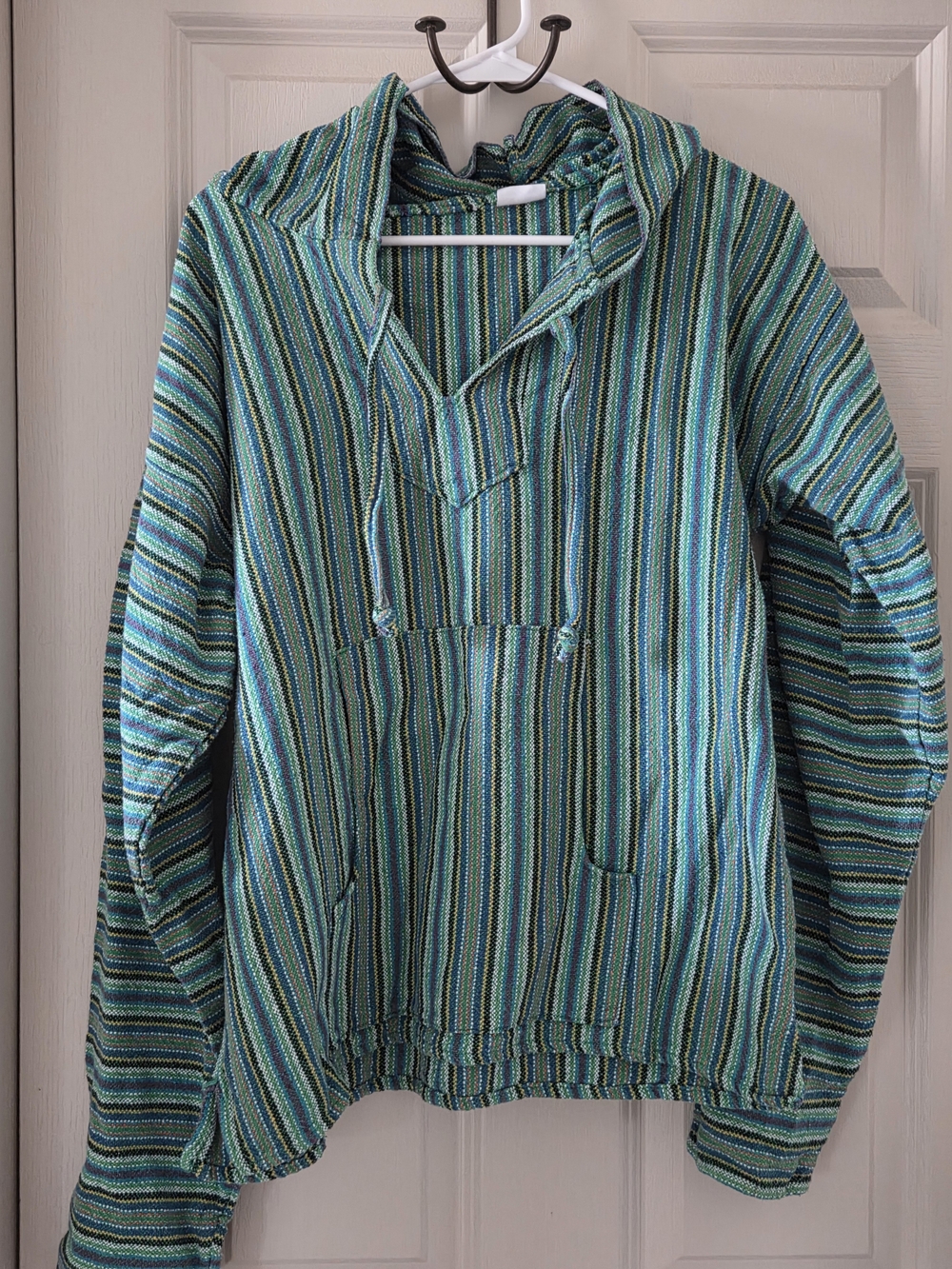 Men's Striped Green Baja Shirt Jacket Hoodie